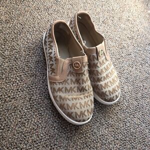 Michael Kors Kids Monogram Slip-On Sneakers - Brown and Cream